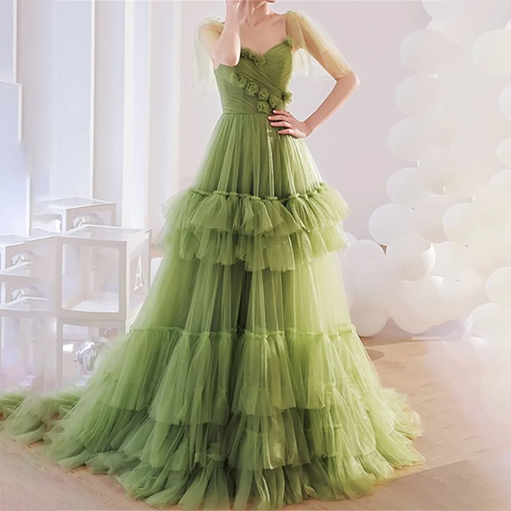 Verngo Green/Pink/Blue Korean Party Gown Tiered Tulle Photoshoot Dresses For Women Spaghetti Straps Lace Princess Evening Dress
Verngo Green/Pink/Blue Korean Party Gown Tiered Tulle Photoshoot Dresses For Women Spaghetti Straps Lace Princess Evening Dress