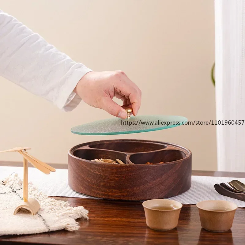 Amgoth Walnut Wood Four Compartment Condiment Plate Fruit Nut Dried Storage Box Round Candy Container for Kitchen Living Room
Amgoth Walnut Wood Four Compartment Condiment Plate Fruit Nut Dried Storage Box Round Candy Container for Kitchen Living Room