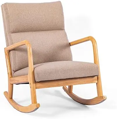 - Accent Rocking Chair, Fabric Living Room Rocking Chair, Glider Rocker Chair with Thick Padded Cushion and Pillow Linen Accent
- Accent Rocking Chair, Fabric Living Room Rocking Chair, Glider Rocker Chair with Thick Padded Cushion and Pillow Linen Accent