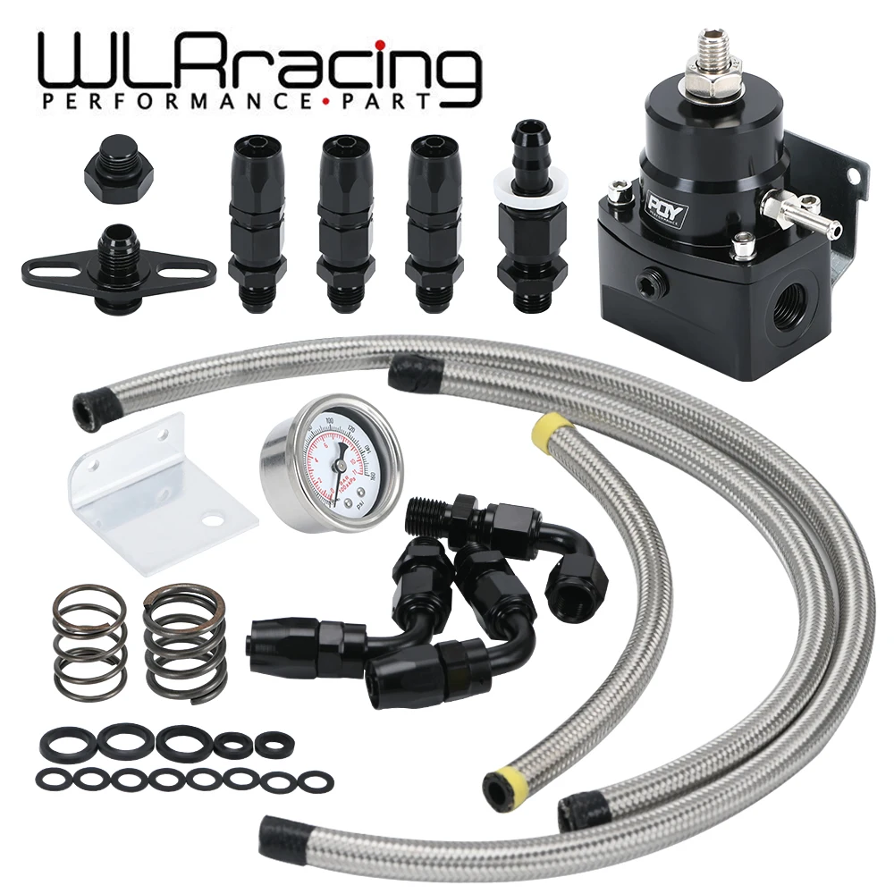 Adjustable Fuel Pressure Regulator Kit AN6 Feed & AN6 Return Line W/ 0-160PSI Gauge Set 3-20/ 20-45/ 45-70 Pressure Springs
Adjustable Fuel Pressure Regulator Kit AN6 Feed & AN6 Return Line W/ 0-160PSI Gauge Set 3-20/ 20-45/ 45-70 Pressure Springs