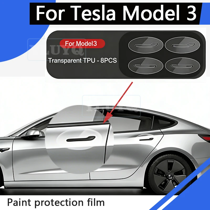 For Tesla Model 3 Door Protective Film TPU Invisible Car Cover Door Handle Anti-Scratch Sticker Car Accessories