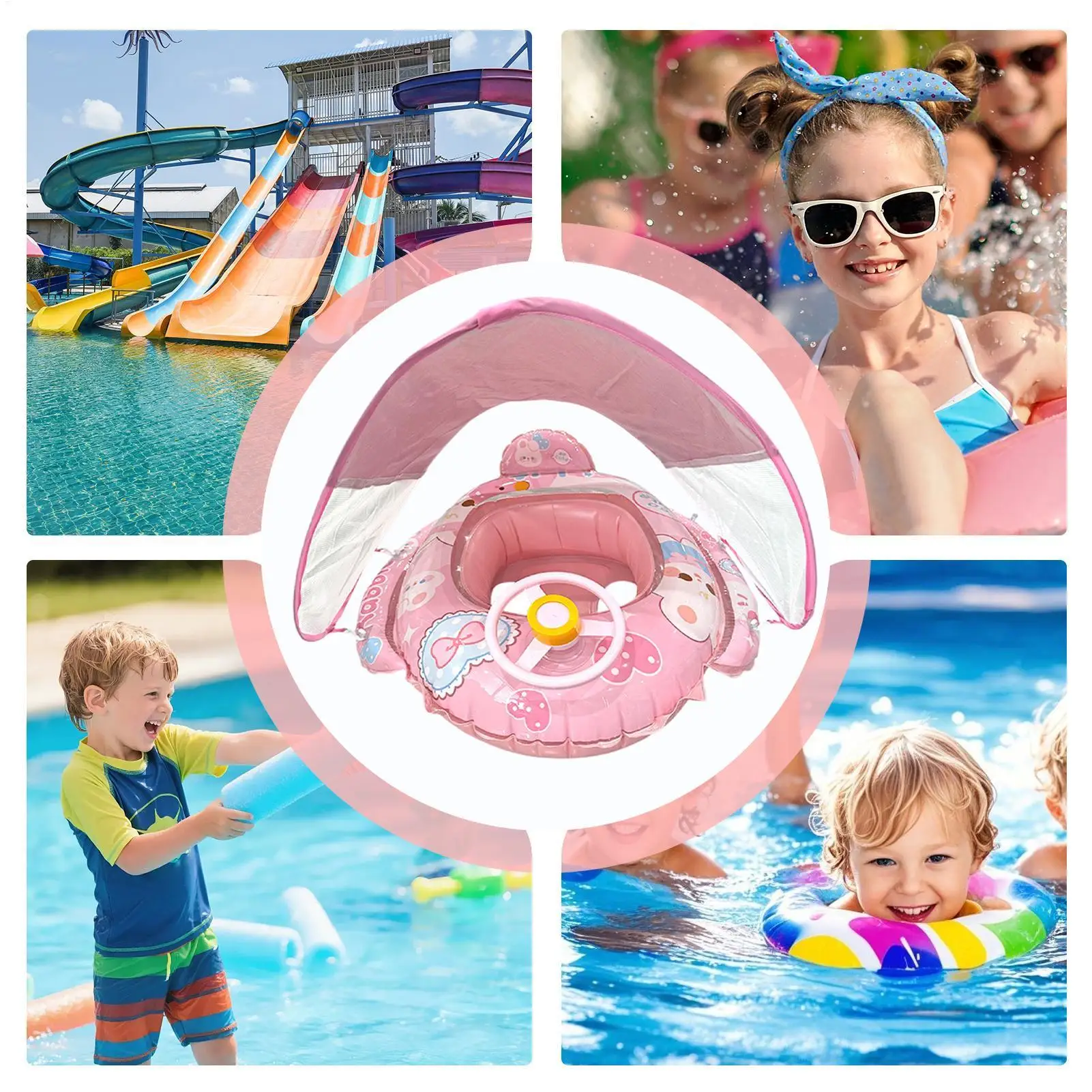 Baby Pool Float With Canopy Inflatable Swim Float With Sun Protection Safety Seat Inflatable Toy Game Anti Slip For Toddler 3-36
Baby Pool Float With Canopy Inflatable Swim Float With Sun Protection Safety Seat Inflatable Toy Game Anti Slip For Toddler 3-36
