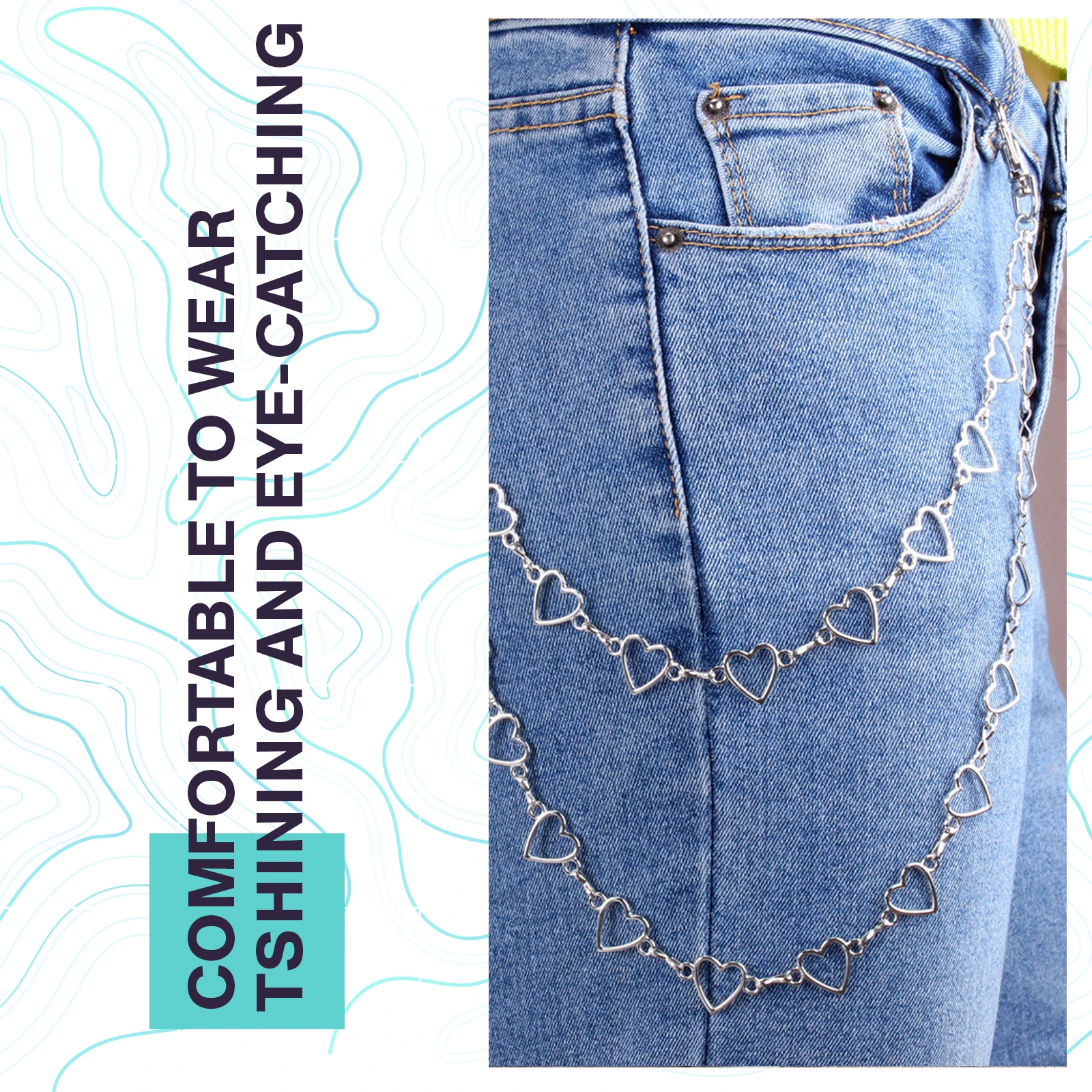 1pc Hollow Multilayer Alloy Body Peach Heart Decor Lightweight Shining Clothing Accessories For Women Jeans Trousers Pants Chain
1pc Hollow Multilayer Alloy Body Peach Heart Decor Lightweight Shining Clothing Accessories For Women Jeans Trousers Pants Chain
