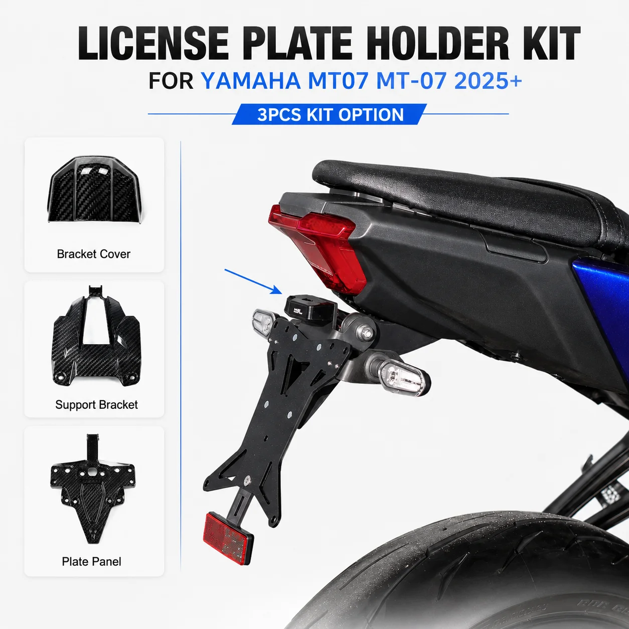 License Plate Holder Bracket Cover Kit Carbon Fiber Rear License Bracket for Yamaha MT07 MT-07 2025+ Motorcycle Accessories Part
License Plate Holder Bracket Cover Kit Carbon Fiber Rear License Bracket for Yamaha MT07 MT-07 2025+ Motorcycle Accessories Part