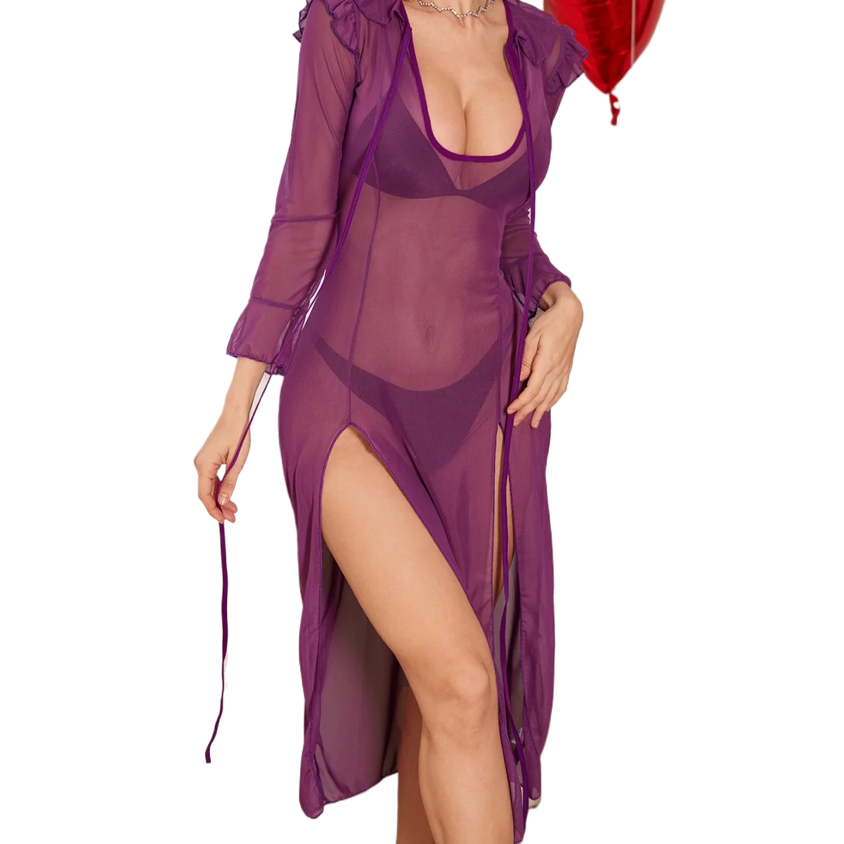 Women Lingerie Chemise Nightdress Mesh Sheer Slit Ruffles Long Sleeve Dress Nightgown Sleepwear Slips Nightie 9527E
Women Lingerie Chemise Nightdress Mesh Sheer Slit Ruffles Long Sleeve Dress Nightgown Sleepwear Slips Nightie 9527E
