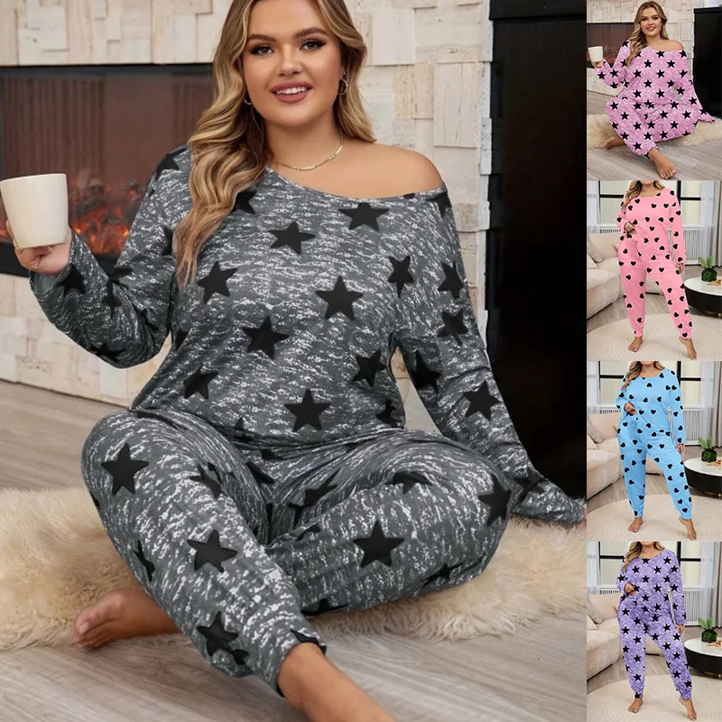 plus Size Spwear oulder Bared Long Sve Long Pants Star Print Home Clothes Women's Robe Batobe Autumn Winter Sle
plus Size Spwear oulder Bared Long Sve Long Pants Star Print Home Clothes Women's Robe Batobe Autumn Winter Sle