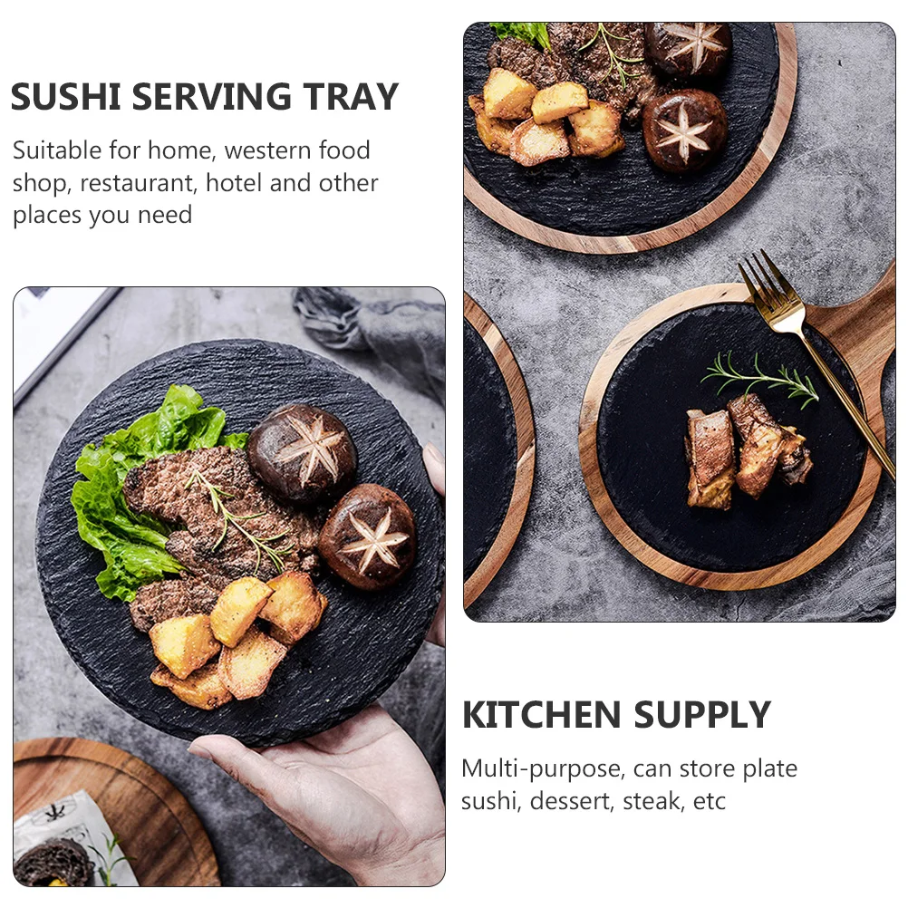 Wooden Rock Plate Acacia Wood Small Size Steak Sushi Dessert Tray Round Serving Platters Home Restaurant Kitchen Supply
Wooden Rock Plate Acacia Wood Small Size Steak Sushi Dessert Tray Round Serving Platters Home Restaurant Kitchen Supply