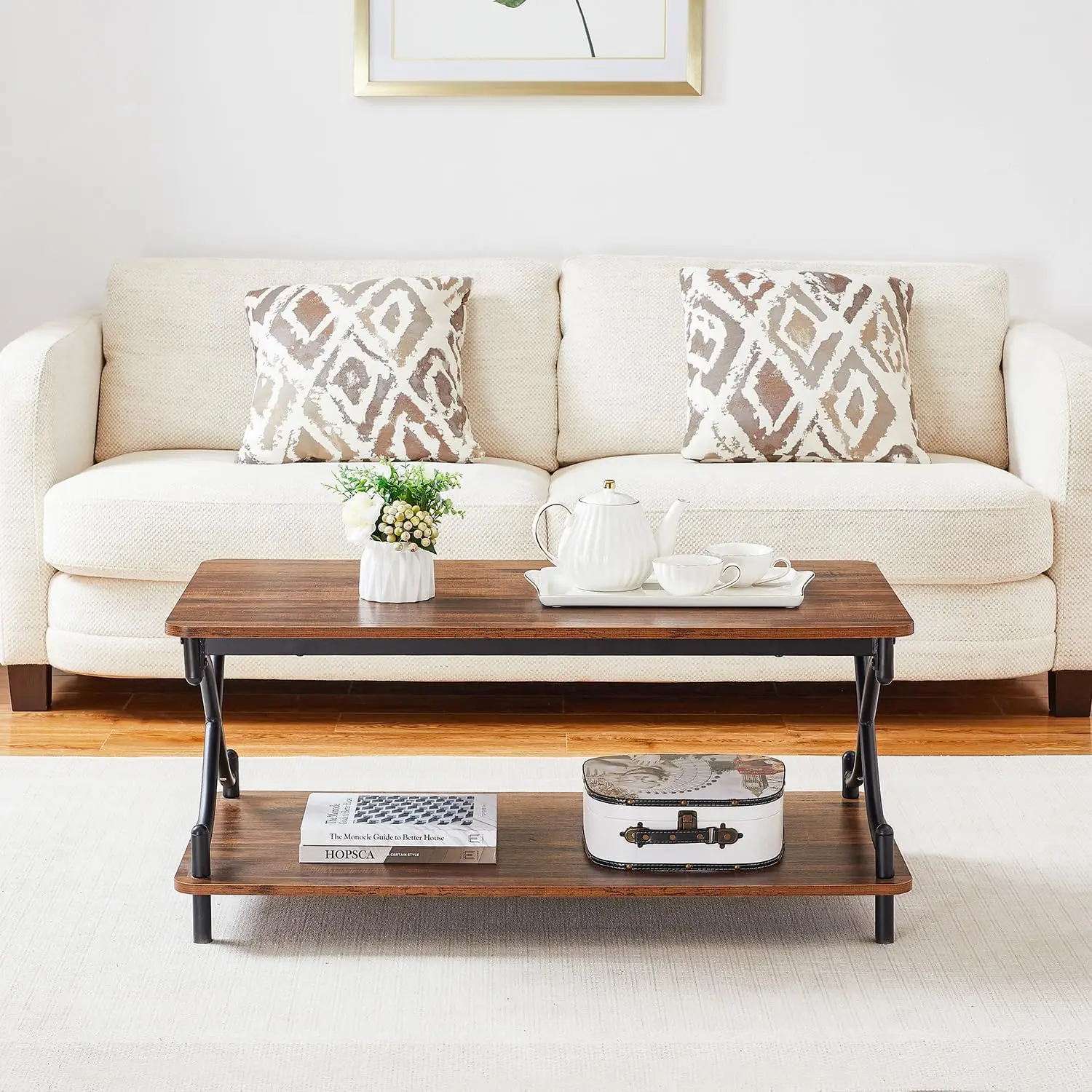 Vecelo 39-Inch Coffee Table With Storage And Open Shelves For Living Dining Room, Modern Rectangle & Industrial Design, X-Shape
Vecelo 39-Inch Coffee Table With Storage And Open Shelves For Living Dining Room, Modern Rectangle & Industrial Design, X-Shape