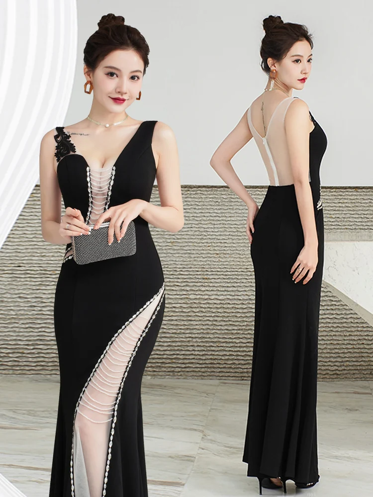 Сексуальное вечернее платье для ночных клубов, караоке, массажных салонов, с глубоким V-образным вырезом, длинное, модное, со средней талией
Сексуальное вечернее платье для ночных клубов, караоке, массажных салонов, с глубоким V-образным вырезом, длинное, модное, со средней талией