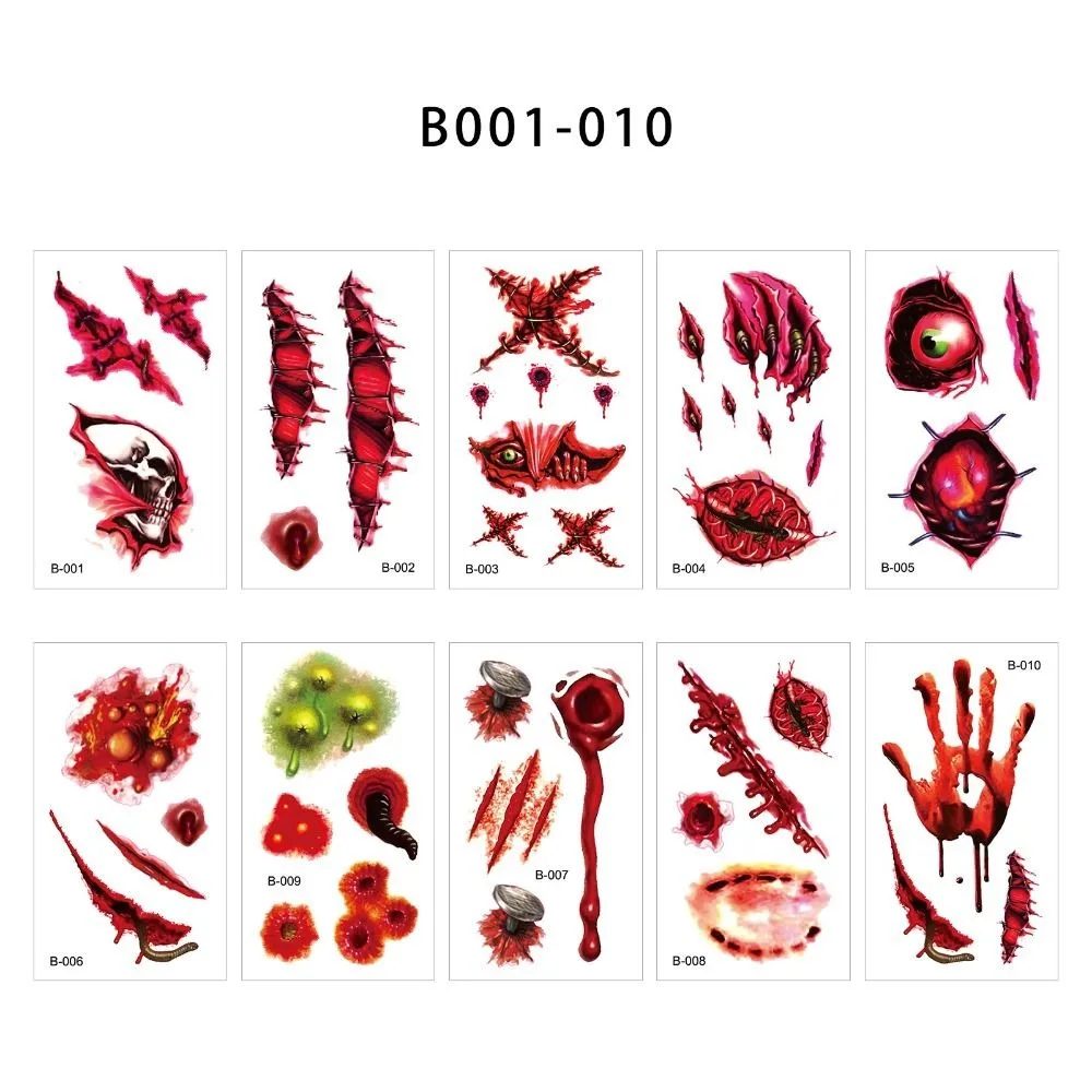 9/10/20PCS Cosplay Party Horror Clown Temporary Tattoo Fake Face Scars Wound Halloween Tattoo Face Tattoos Adults Kids
9/10/20PCS Cosplay Party Horror Clown Temporary Tattoo Fake Face Scars Wound Halloween Tattoo Face Tattoos Adults Kids