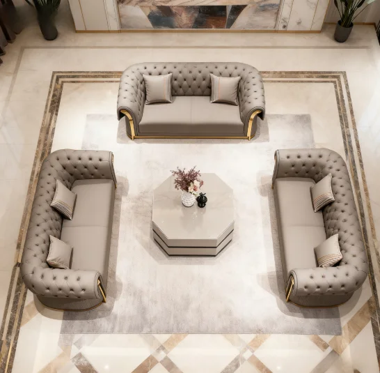 3-Seat Modern Chesterfield Sofa Set Curved Design Gold Decorated Napa Leather Sofa Apartment Living Room Furniture
3-Seat Modern Chesterfield Sofa Set Curved Design Gold Decorated Napa Leather Sofa Apartment Living Room Furniture