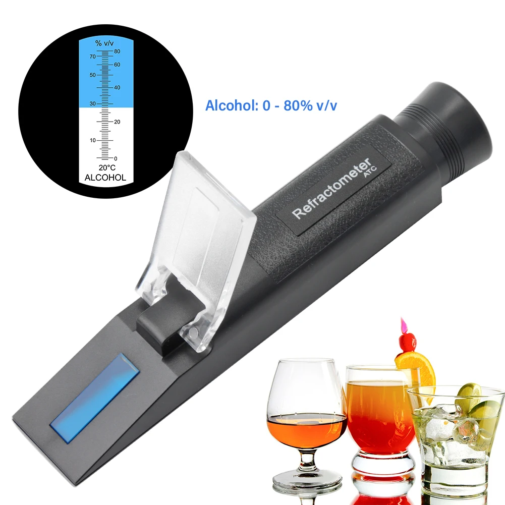0-80% Handheld Alcohol Refractometer ATC Spirits Tester Alcohol Meter
0-80% Handheld Alcohol Refractometer ATC Spirits Tester Alcohol Meter