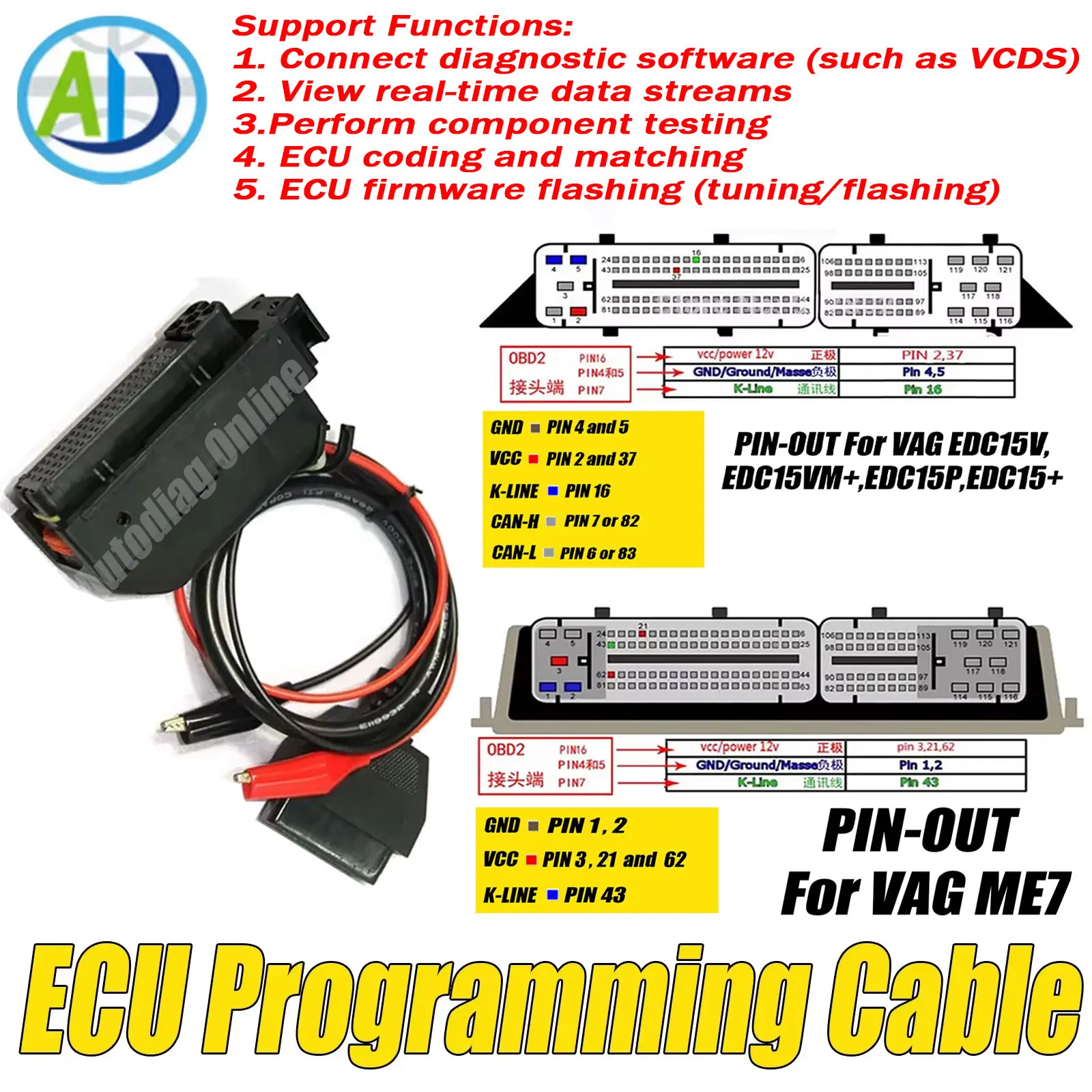 ECU Programming Cable For Bosch ME7 EDC15 EDC15P EDC15V EDC15VM+ Engine For VW/Audi/Skoda OBDII Diagnostic Connect For KESS VCDS
ECU Programming Cable For Bosch ME7 EDC15 EDC15P EDC15V EDC15VM+ Engine For VW/Audi/Skoda OBDII Diagnostic Connect For KESS VCDS