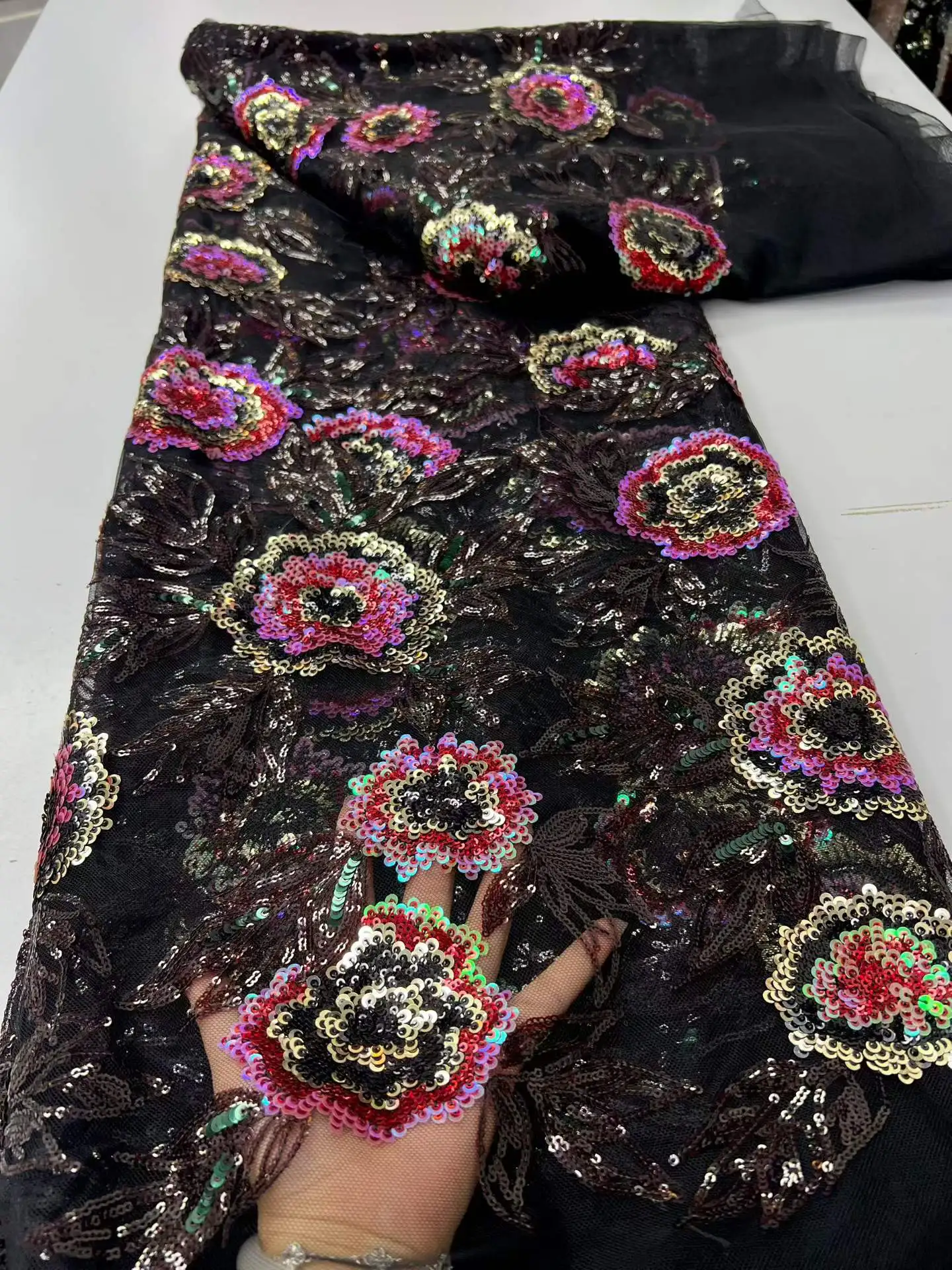 African 2026 Tulle Lace Fabric with Sequins Beads 5 Yards French Net Embroidery Sewing for Nigeria Dress Mesh
African 2026 Tulle Lace Fabric with Sequins Beads 5 Yards French Net Embroidery Sewing for Nigeria Dress Mesh