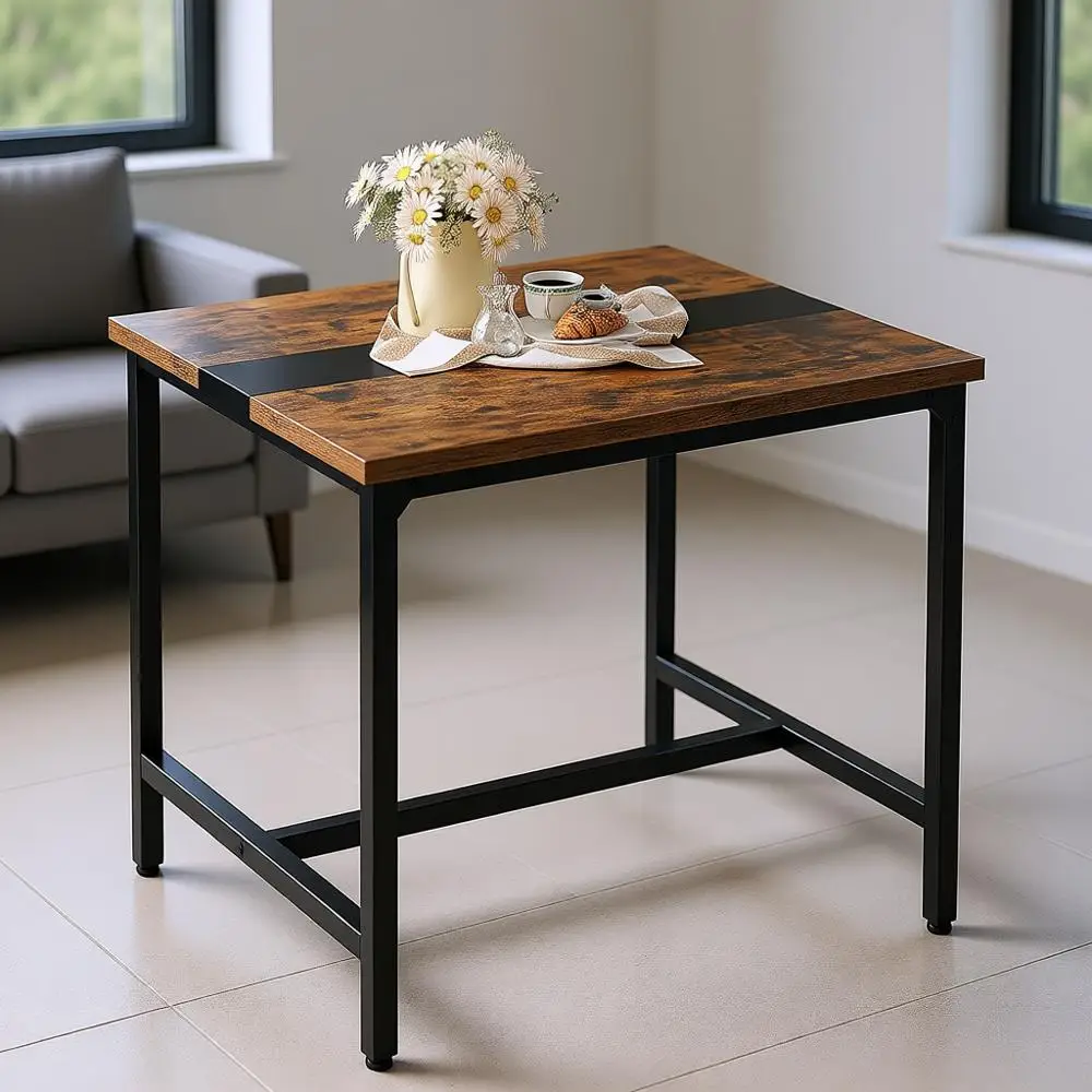Rustic Brown and Black 29.5 Square Kitchen Dining Table for Small Spaces
Rustic Brown and Black 29.5 Square Kitchen Dining Table for Small Spaces