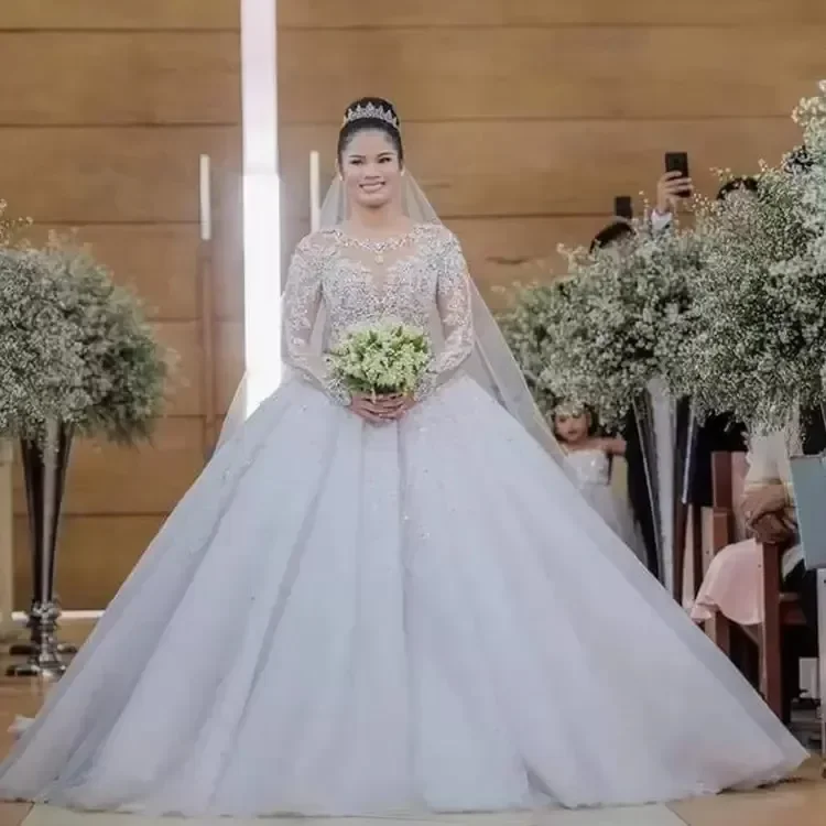 Customized Custom Made Princess Designs Ball Wedding Dresses Long Sleeve Beaded Bridal Gowns Vestidos De Novia Mariage
Customized Custom Made Princess Designs Ball Wedding Dresses Long Sleeve Beaded Bridal Gowns Vestidos De Novia Mariage