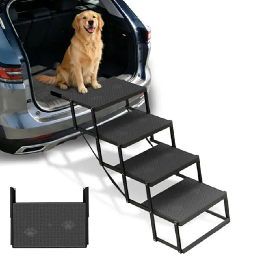 Dog Steps for Car, Truck, SUV with Non-Slip Surface, Foldable Ramp, Pet Stairs for Large Dogs, 4 Steps, Black, Durable Polyeste
Dog Steps for Car, Truck, SUV with Non-Slip Surface, Foldable Ramp, Pet Stairs for Large Dogs, 4 Steps, Black, Durable Polyeste