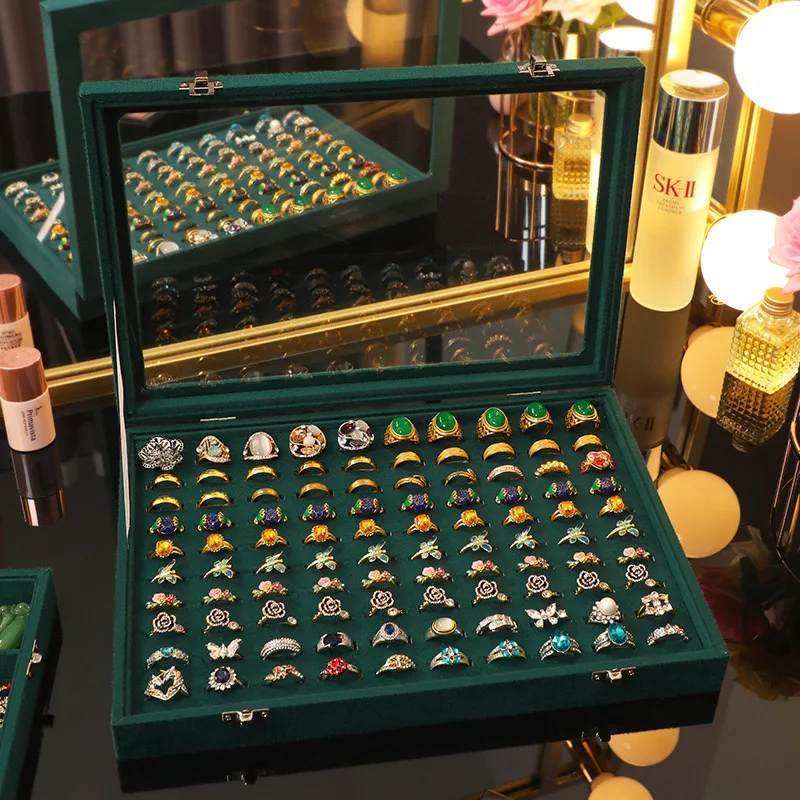 100 Slot Rings With flannelette cover Display Box Stand Large capacity Storage Box Storage Box Cover Jewelry Display box
100 Slot Rings With flannelette cover Display Box Stand Large capacity Storage Box Storage Box Cover Jewelry Display box