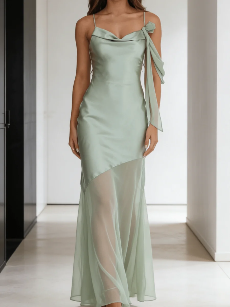 Womens Satin Slip Dress Cowl Neck Sheer Hem Long Evening Gown
Womens Satin Slip Dress Cowl Neck Sheer Hem Long Evening Gown
