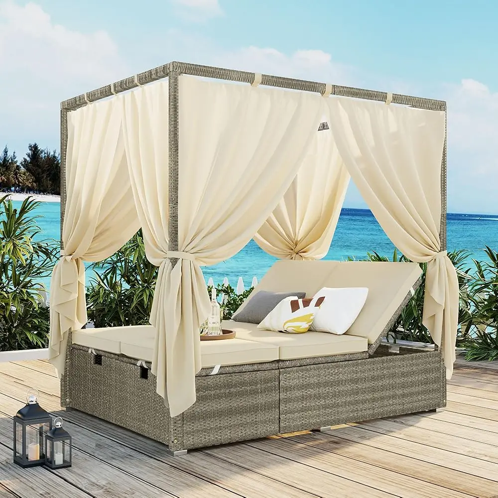 Outdoor Canopy Bed Patio Adjustable Sunbed Daybed With Retractable Canopy, Rattan Sun Lounger Patio Loveseat Sofa Set With
Outdoor Canopy Bed Patio Adjustable Sunbed Daybed With Retractable Canopy, Rattan Sun Lounger Patio Loveseat Sofa Set With