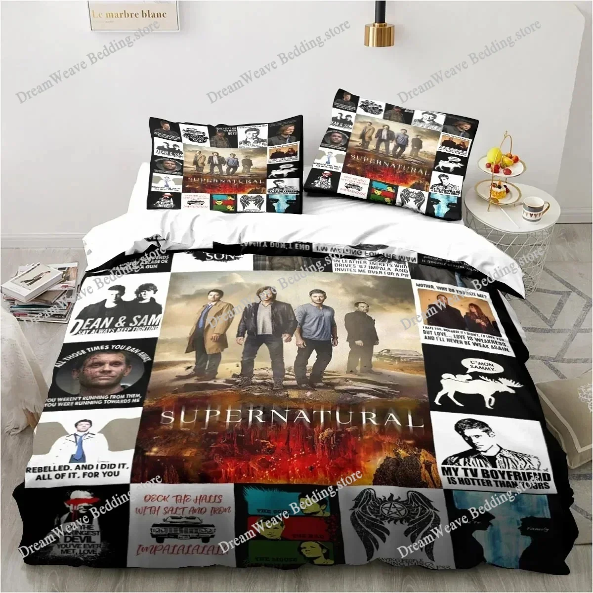 Supernatural Logo Bedding Set Duvet Cover Bed Set Quilt Cover Pillowcase Comforter King Queen Size Boys Adult Bedding Set963
Supernatural Logo Bedding Set Duvet Cover Bed Set Quilt Cover Pillowcase Comforter King Queen Size Boys Adult Bedding Set963