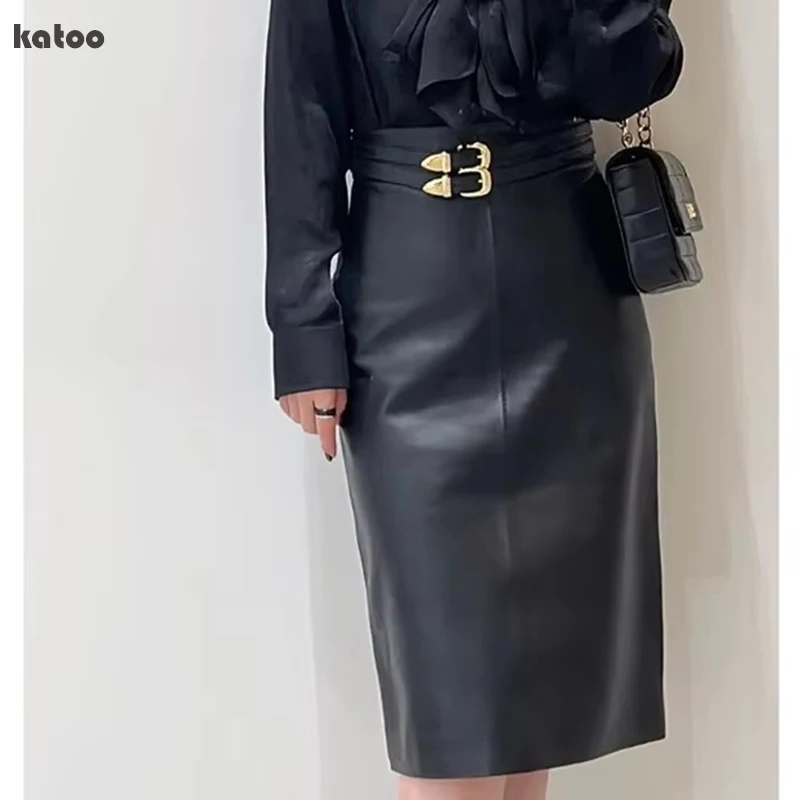 Sheepskin Leather Skirt Retro Fashion Double Belt Ladies High Waist Slim Wrap Hip One-Step Skirt Midi Jupe Femme Commuting Wind
Sheepskin Leather Skirt Retro Fashion Double Belt Ladies High Waist Slim Wrap Hip One-Step Skirt Midi Jupe Femme Commuting Wind