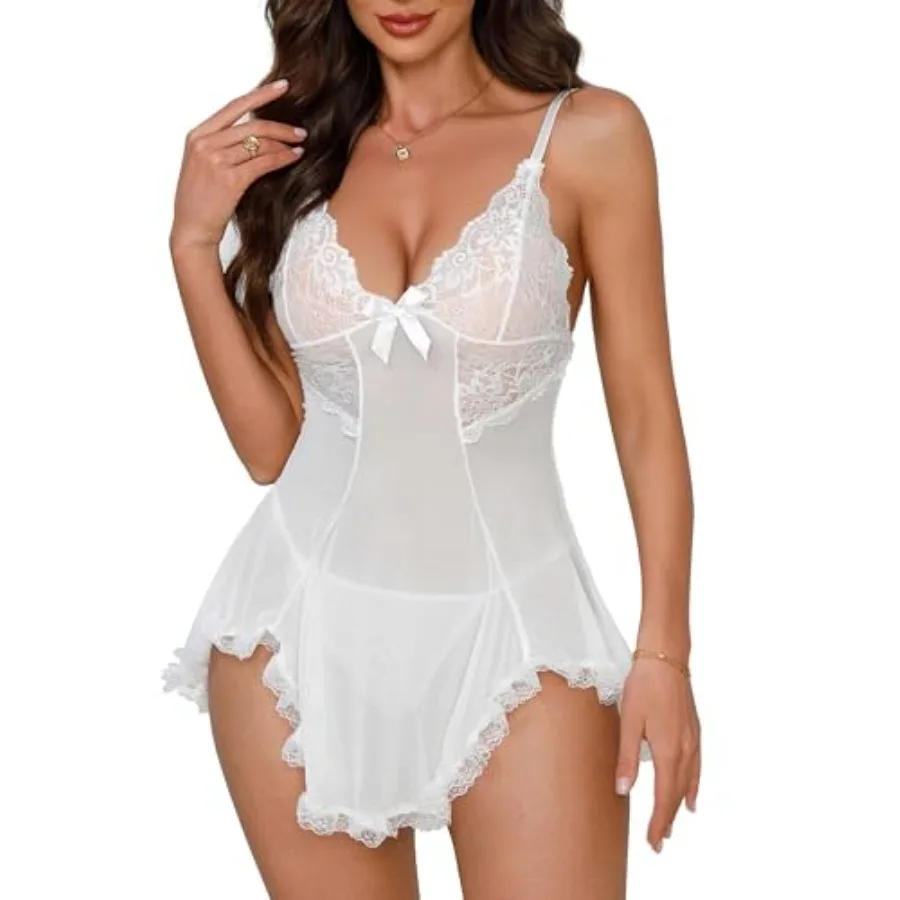 Women Sexy Lingerie Babydoll Dress Lace Chemise Sleepwear Mesh Nightgown with Thong
Women Sexy Lingerie Babydoll Dress Lace Chemise Sleepwear Mesh Nightgown with Thong