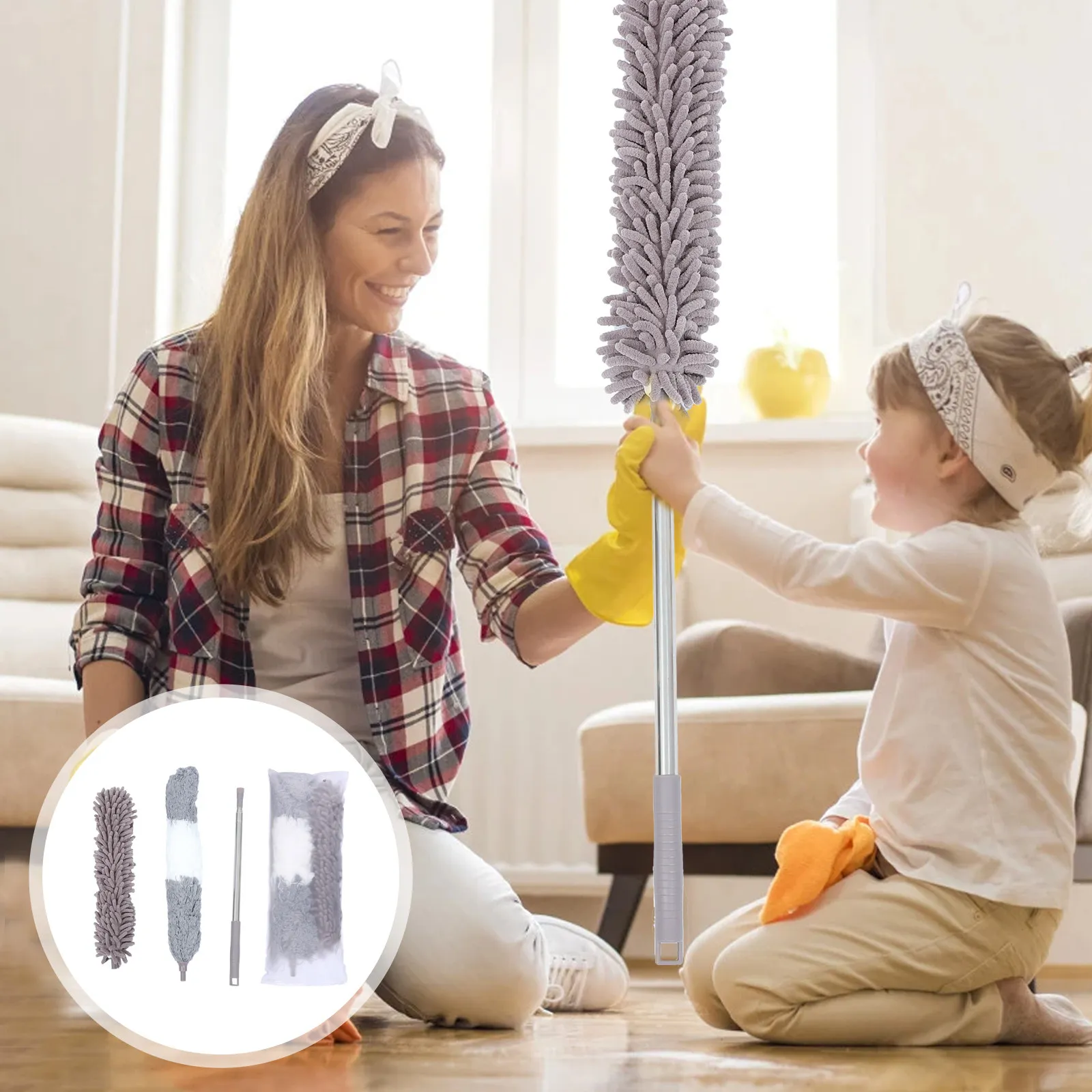 1Set Electrostatic Adsorption Ceiling Dust Cleaner Microfiber Duster Set Bendable Head Washable Wet Dry Use Telescopic Household
1Set Electrostatic Adsorption Ceiling Dust Cleaner Microfiber Duster Set Bendable Head Washable Wet Dry Use Telescopic Household