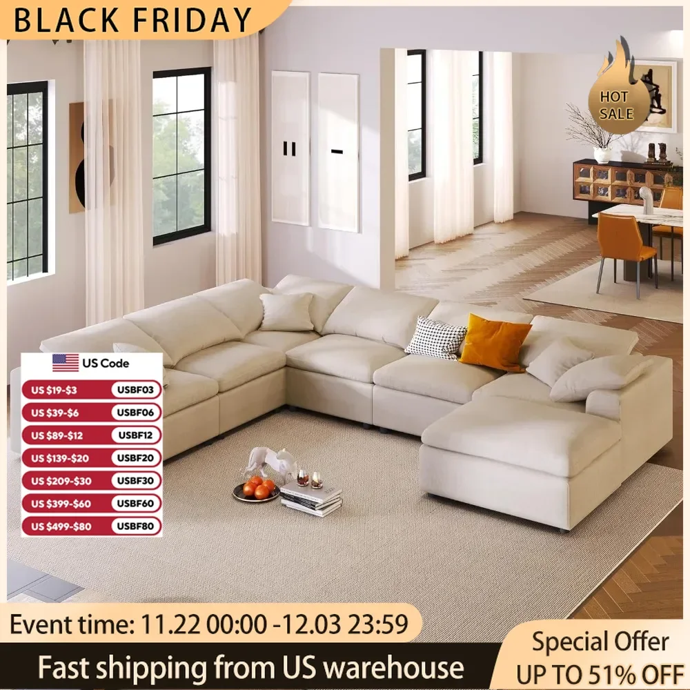 Sofa L Shaped Modern Love Seats With Ottoman Deep Wide Chaise for Living Room 129" Large Modular Sectional 7Seating Capacity
Sofa L Shaped Modern Love Seats With Ottoman Deep Wide Chaise for Living Room 129" Large Modular Sectional 7Seating Capacity