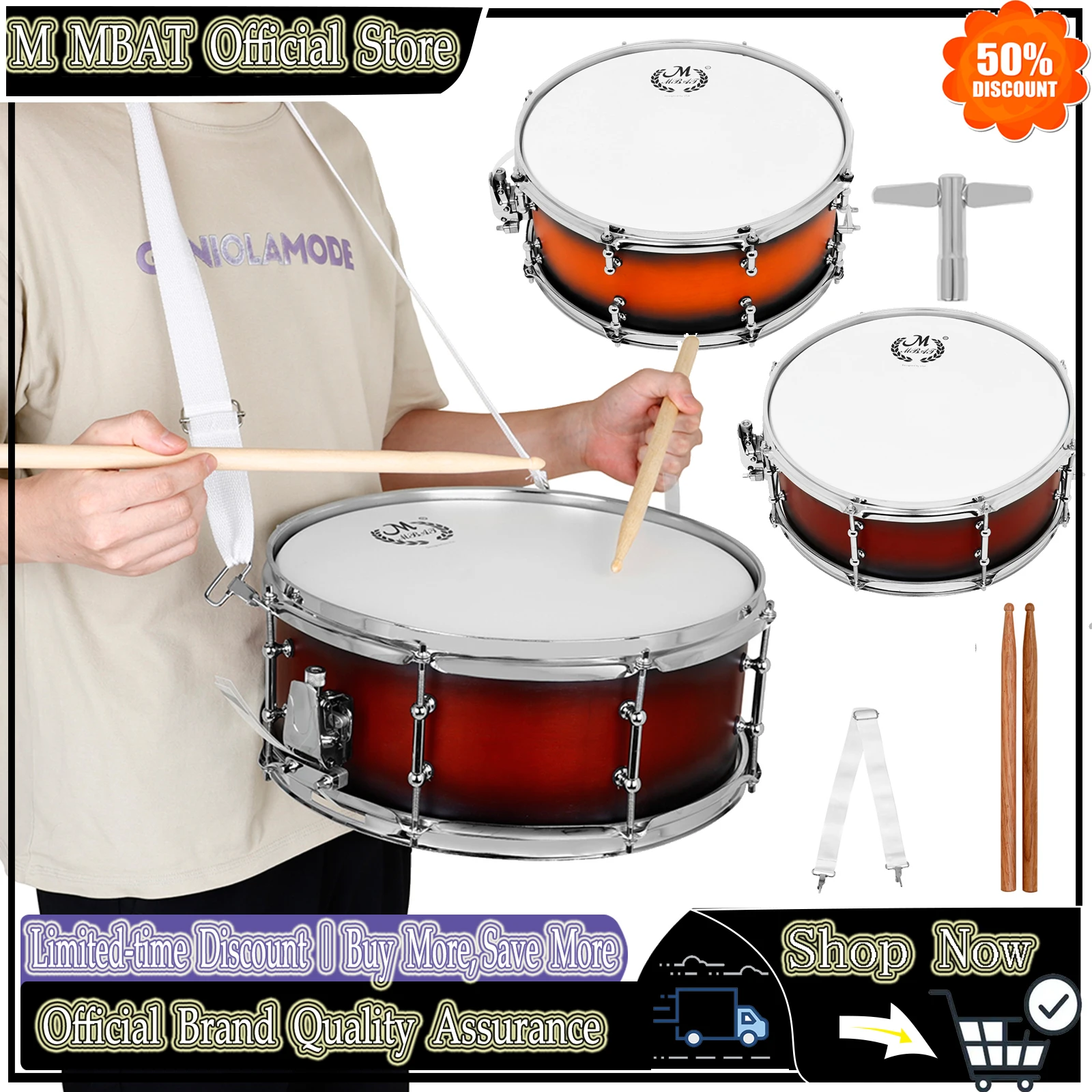 M MBAT 14 Inch Snare Drum Metal Percussion Instruments Marching Drums for Beginners Drum Skins Snare Drums with Drumstick Straps
M MBAT 14 Inch Snare Drum Metal Percussion Instruments Marching Drums for Beginners Drum Skins Snare Drums with Drumstick Straps