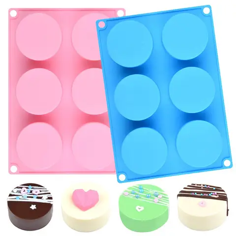 Silicone Candy Molds Round Chocolate Cookie Molds 6-Cavity Round Cylinder Chocolate Cover Molds Silicone Baking Molds for Candy Mini Cakes Jelly