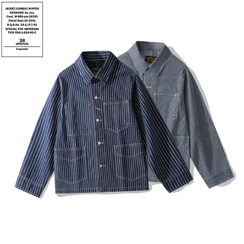 Outdoor Workwear Jaet WABA Stripe Denim Multi-ket Motorcycle Jaet Outerwear Slim Fit Youth Autumn Cotton Blend
Outdoor Workwear Jaet WABA Stripe Denim Multi-ket Motorcycle Jaet Outerwear Slim Fit Youth Autumn Cotton Blend