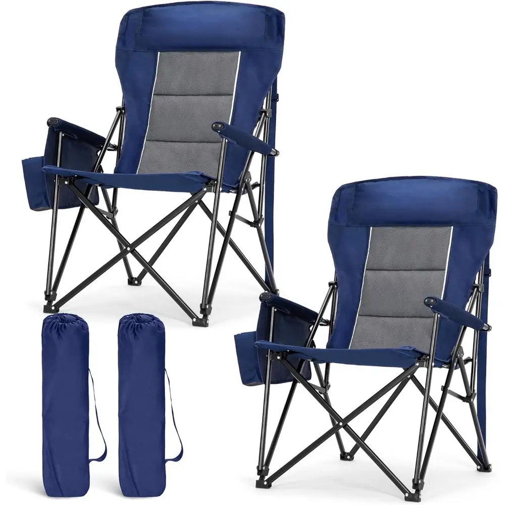 High-Back Heavy-Duty Collapsible Lawn Chairs, 500lbs Capacity, with Cup Holder & Side Pocket, 2-Pack Blue
High-Back Heavy-Duty Collapsible Lawn Chairs, 500lbs Capacity, with Cup Holder & Side Pocket, 2-Pack Blue