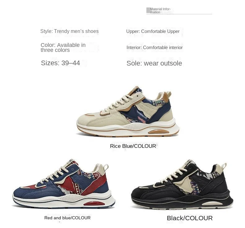 Men's Ethnic Patwork Platform Dad Sneakers 2026 New Soft Sole Height Increasing Casual Daily Streetwear Footwear 3 Colors
Men's Ethnic Patwork Platform Dad Sneakers 2026 New Soft Sole Height Increasing Casual Daily Streetwear Footwear 3 Colors