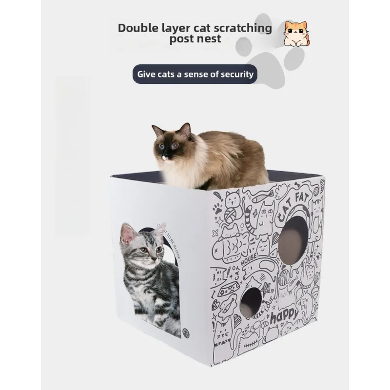 Cat Carton Box House Double-layer Corrugated Paper Kitten Scratch Board Nest Integrated Wear-resistant Non Shedding Pet Supplies
Cat Carton Box House Double-layer Corrugated Paper Kitten Scratch Board Nest Integrated Wear-resistant Non Shedding Pet Supplies