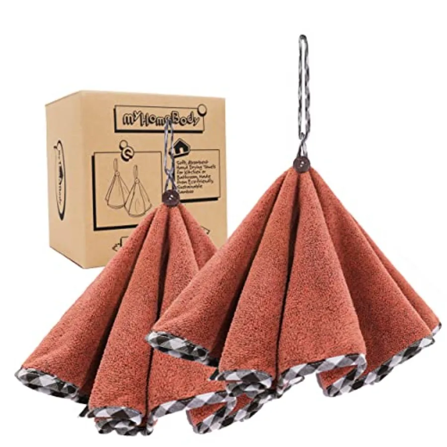 Hand Towels with Hanging Loops, Absorbent Charcoal Fiber Cleaning Clothes with Coconut Shell Button for Kitchen, Round Shape, S
Hand Towels with Hanging Loops, Absorbent Charcoal Fiber Cleaning Clothes with Coconut Shell Button for Kitchen, Round Shape, S