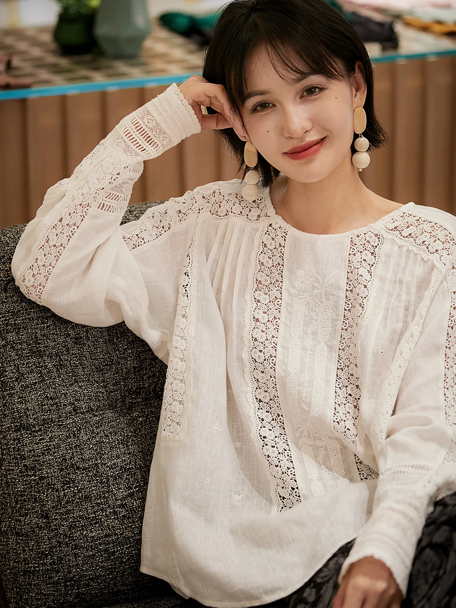 Льняная кружевная ажурная женская блузка с круглым вырезом, свободного кроя, летняя, дышащая, влагоотводящая, цветная, для отпуска
Льняная кружевная ажурная женская блузка с круглым вырезом, свободного кроя, летняя, дышащая, влагоотводящая, цветная, для отпуска