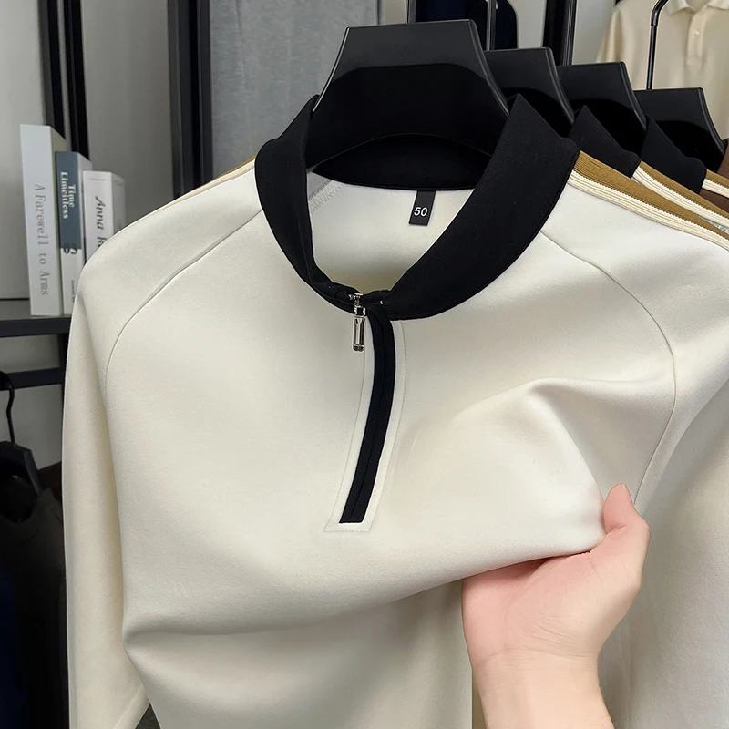 2025 Новая мужская осенняя футболка с длинными рукавами и половиной молнии, рубашка-поло с круглым вырезом, легкая, роскошная, высококачественная, модная повседневная одежда для мужчин
2025 Новая мужская осенняя футболка с длинными рукавами и половиной молнии, рубашка-поло с круглым вырезом, легкая, роскошная, высококачественная, модная повседневная одежда для мужчин