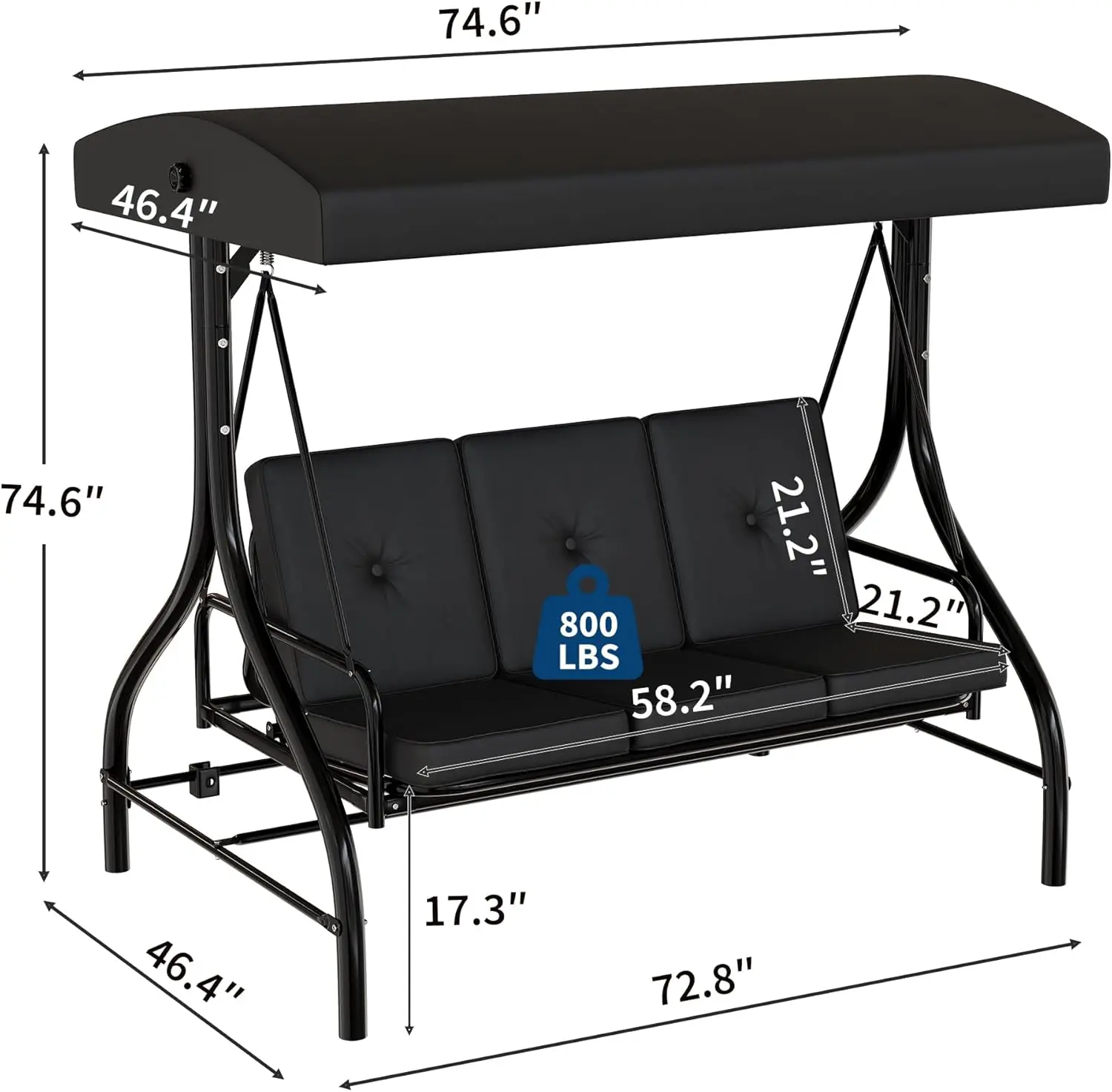 3-Seater Outdoor Porch Swing with Stand, 2-in-1 Convertible, Thick Cushion & Adjustable Canopy for
3-Seater Outdoor Porch Swing with Stand, 2-in-1 Convertible, Thick Cushion & Adjustable Canopy for