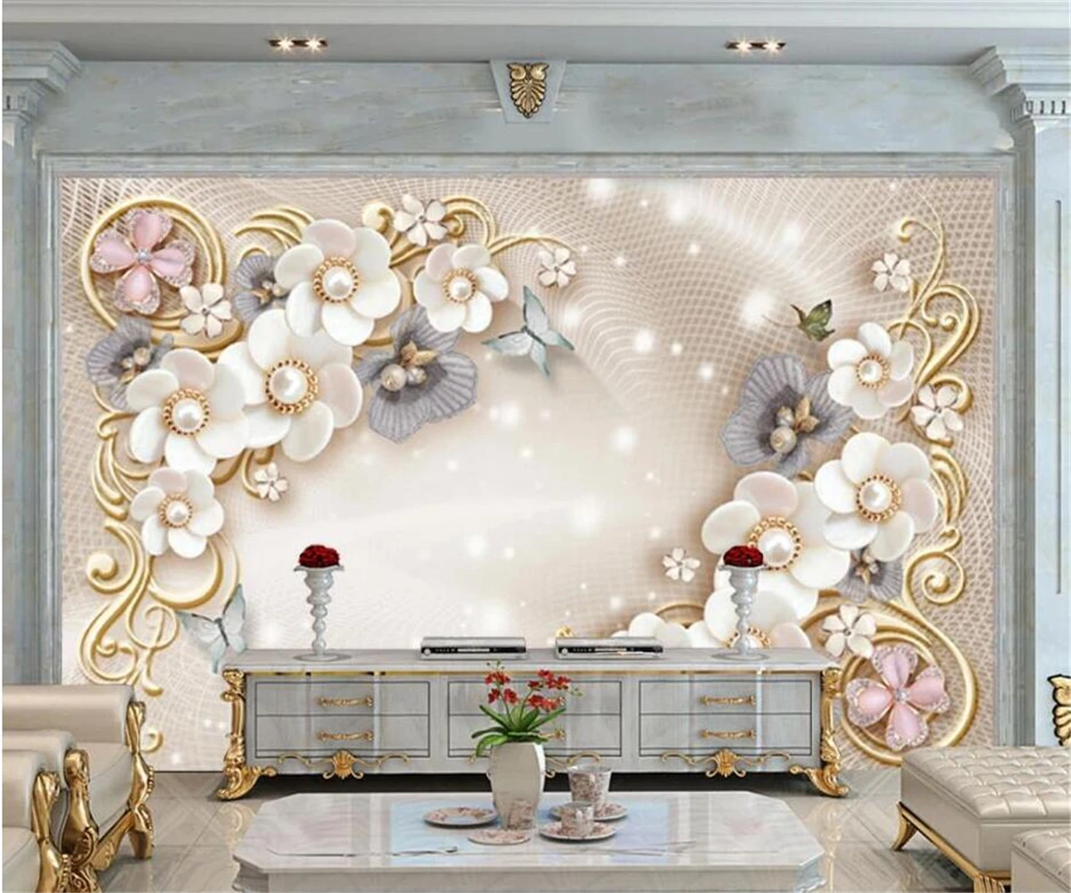 Custom wallpaper European palace style golden jewelry flower TV background wall living room bedroom decoration painting
Custom wallpaper European palace style golden jewelry flower TV background wall living room bedroom decoration painting
