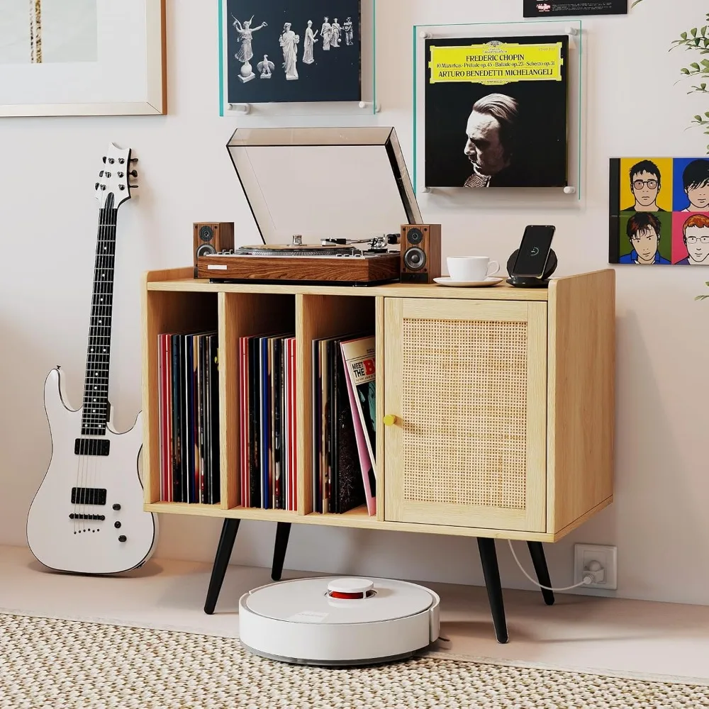 Mid Century Record Player Stand with Charging Station, Rattan Turntable Stand with Storage Cabinet & Adjustable Shelf
Mid Century Record Player Stand with Charging Station, Rattan Turntable Stand with Storage Cabinet & Adjustable Shelf