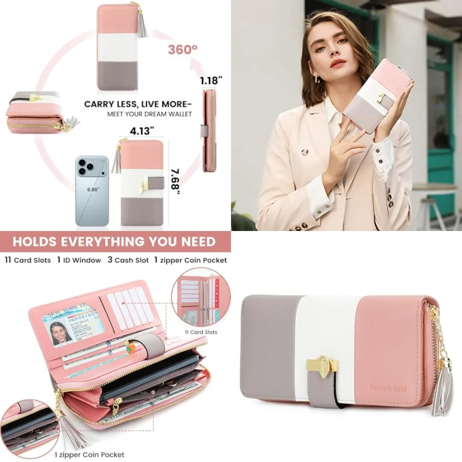Womens Wallet RFID Blocking Wallet for Women Bifold Large Capacity Card Holder Ladies Long Purse with ID Window Zipper Coin Poc
Womens Wallet RFID Blocking Wallet for Women Bifold Large Capacity Card Holder Ladies Long Purse with ID Window Zipper Coin Poc
