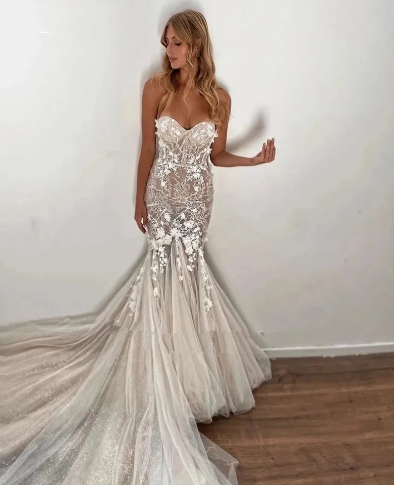 Boho Wedding Dresses Crystal Sweetheart Sleeveless Mermaid Lace Appliques Wedding Gown Sweetheart Bridal Gown
Boho Wedding Dresses Crystal Sweetheart Sleeveless Mermaid Lace Appliques Wedding Gown Sweetheart Bridal Gown