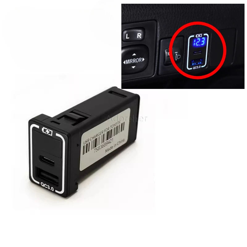 Синяя светодиодная автомобильная розетка для зарядного устройства USB QC3.0 Dual PD Type C, розетка для зарядки, адаптер питания для телефона Toyota, новая модель, аксессуары
Синяя светодиодная автомобильная розетка для зарядного устройства USB QC3.0 Dual PD Type C, розетка для зарядки, адаптер питания для телефона Toyota, новая модель, аксессуары
