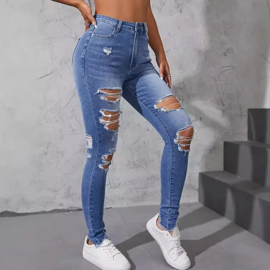 Hole Pencil Pants Jeans Women Distressed Denim High Waist Stretch Washed Pockets Ripped Ankle Length Y2k Trousers Streetwear
Hole Pencil Pants Jeans Women Distressed Denim High Waist Stretch Washed Pockets Ripped Ankle Length Y2k Trousers Streetwear