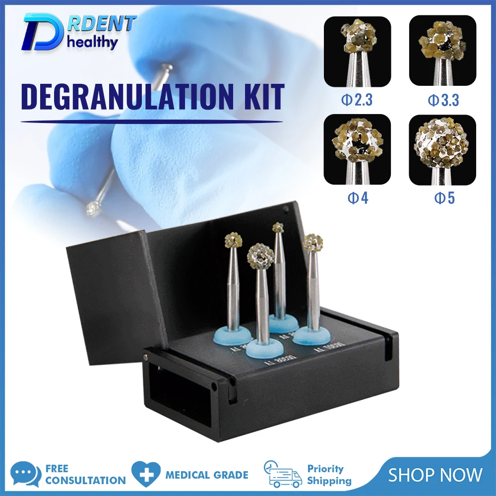 Dental Degranulation Burs Kit RA8104 Osseous Debridement Soft Tissue Removal From Socket Diamond Ball Burs Φ2.2 Φ3.3 Φ4.0 Φ5
Dental Degranulation Burs Kit RA8104 Osseous Debridement Soft Tissue Removal From Socket Diamond Ball Burs Φ2.2 Φ3.3 Φ4.0 Φ5