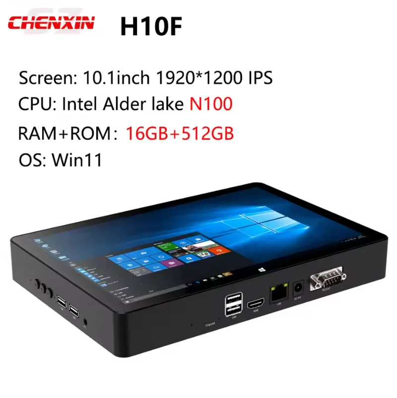 Pipo H10F Mini PC 10.1 Inch 1920*1200 IPS Touch Screen Windows11/10 16GB RAM 512G ROM Intel N100 Quad Core BT5.0 RJ45 Tablet PC