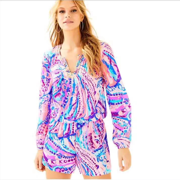 Lilly P Casual Long Sve Rer Beach Sand Beach Pearl Embellied ort Брюки из полиэстера Тонкий цельный костюм для отдыха
Lilly P Casual Long Sve Rer Beach Sand Beach Pearl Embellied ort Брюки из полиэстера Тонкий цельный костюм для отдыха