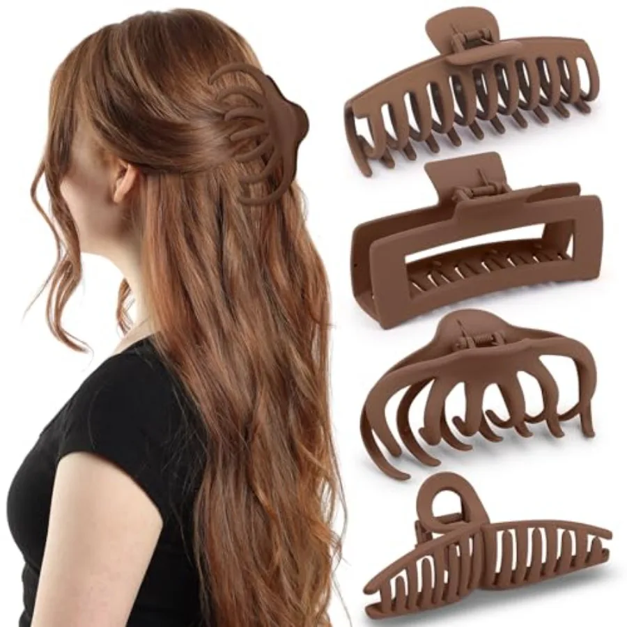 Matte 5 Inch Large Hair Clips for Thick Hair, Brown, 4 Pack Extra large hair claw clips in brown, designed for secure hold and
Matte 5 Inch Large Hair Clips for Thick Hair, Brown, 4 Pack Extra large hair claw clips in brown, designed for secure hold and