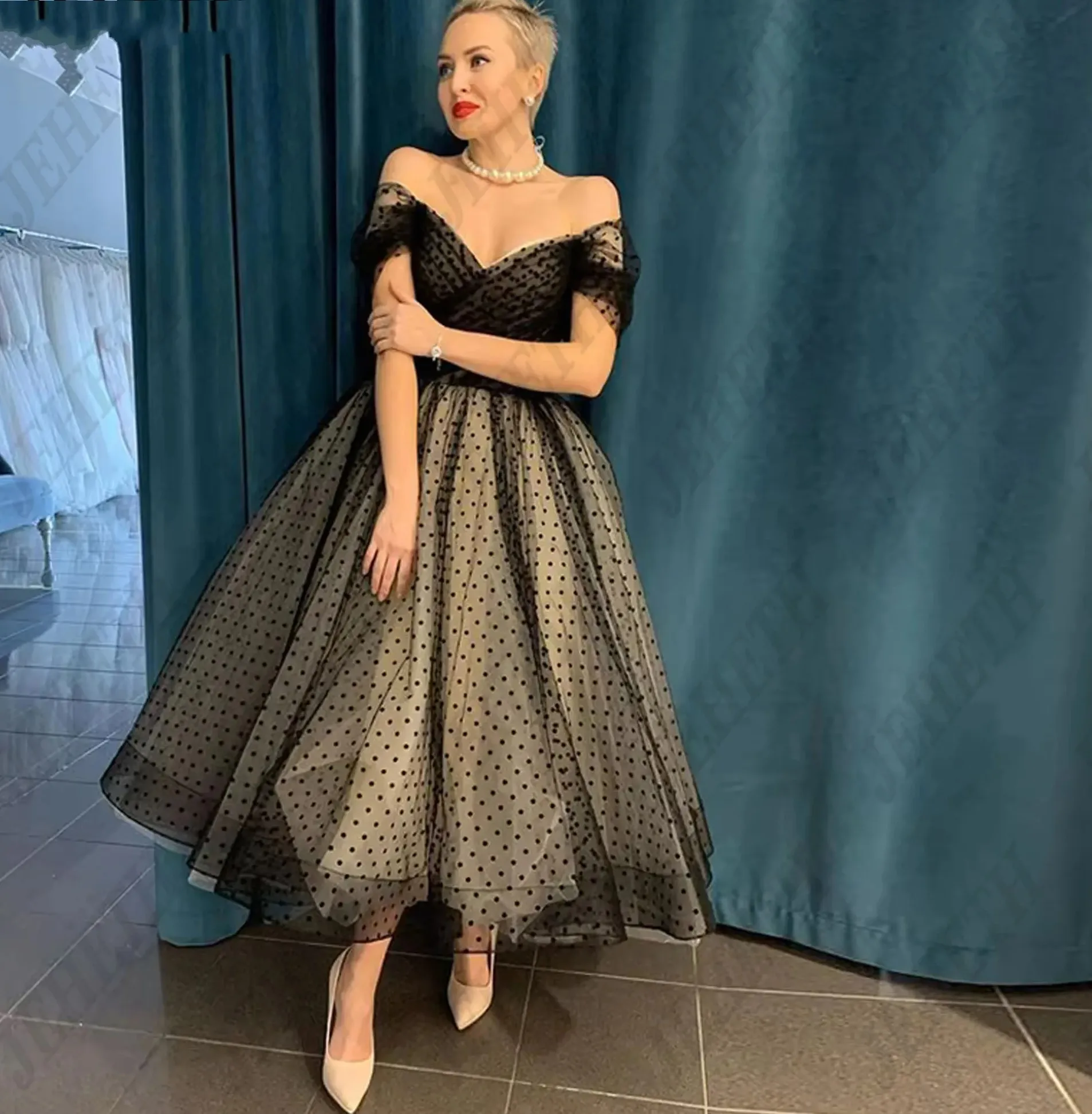 New Dot Black Prom Formal Dress 2026 Off Shoulder V Neck A Line Ankle Length Corset Black Evening Pageant Party Dresses Birthday
New Dot Black Prom Formal Dress 2026 Off Shoulder V Neck A Line Ankle Length Corset Black Evening Pageant Party Dresses Birthday